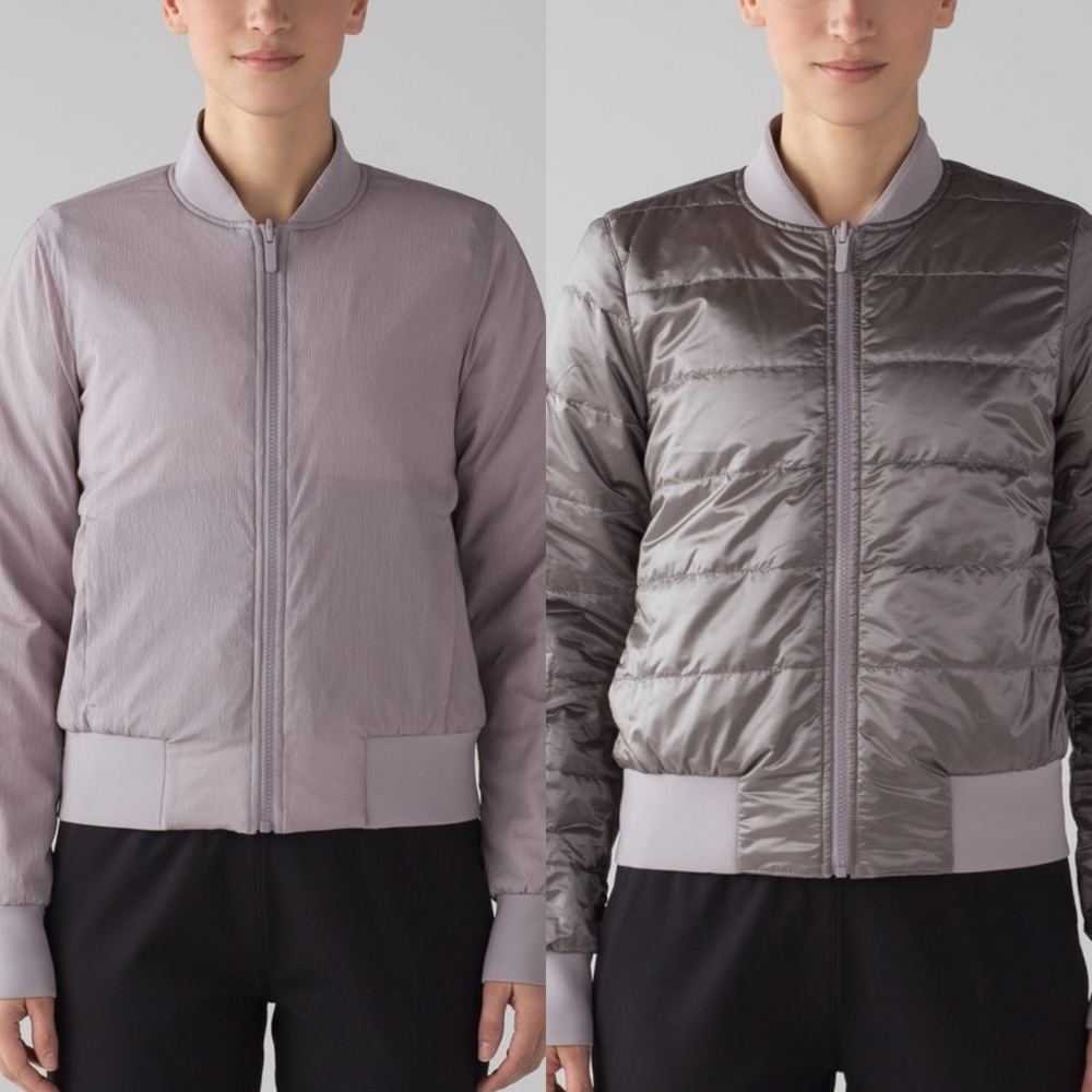 LULULEMON Non-Stop Bomber Reversible in Dark Chrome Mauve Purple Puffer Jacket 6